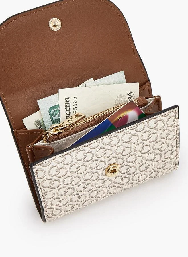 Celeste BEIGE Monogram Print Wallet With Magnetic Snap Closure for Women | Best Price UAE