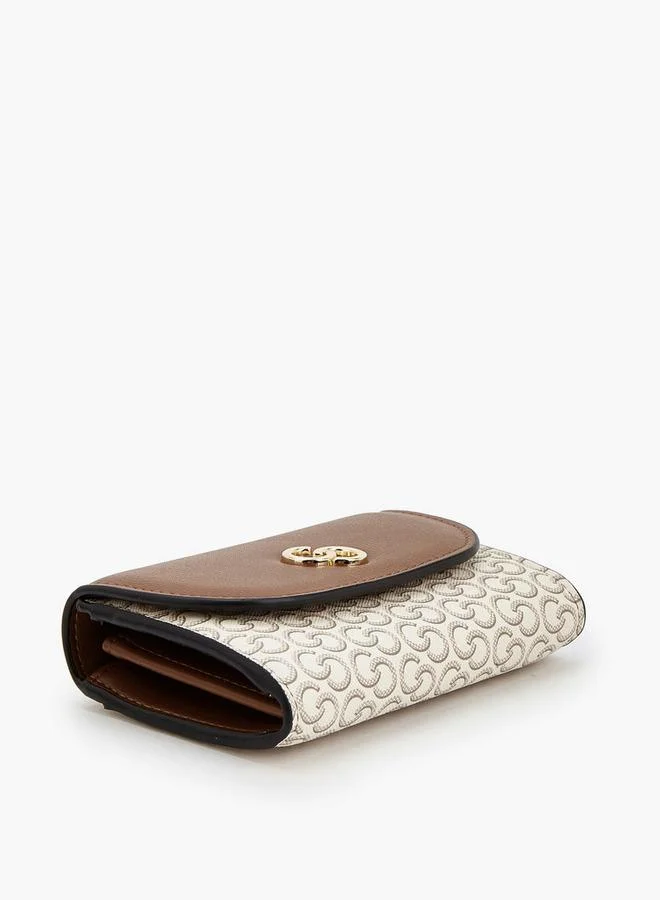 Celeste BEIGE Monogram Print Wallet With Magnetic Snap Closure for Women | Best Price UAE