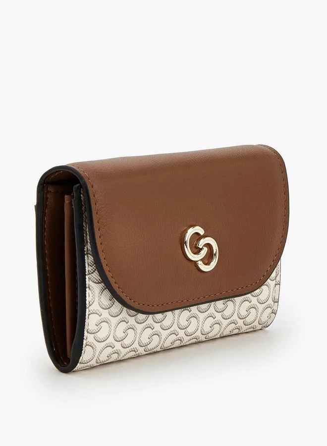 Celeste BEIGE Monogram Print Wallet With Magnetic Snap Closure for Women | Best Price UAE