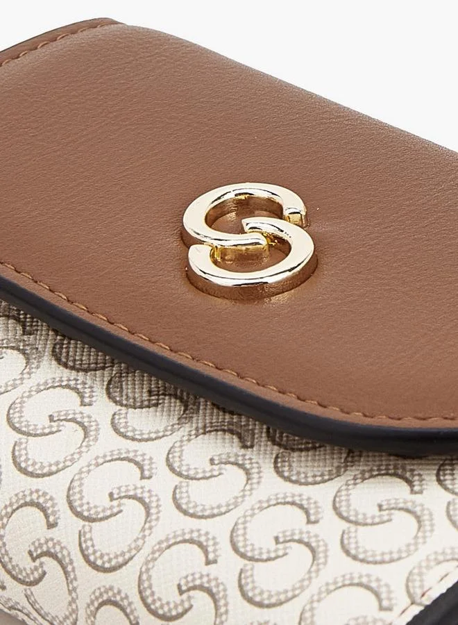 Celeste BEIGE Monogram Print Wallet With Magnetic Snap Closure for Women | Best Price UAE