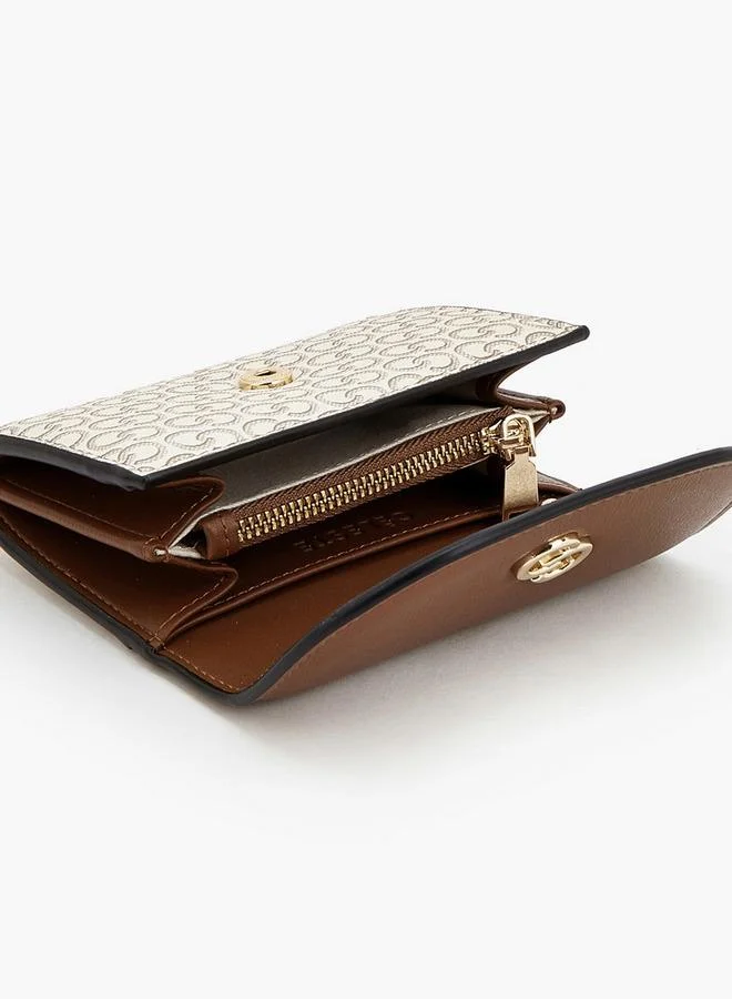 Celeste BEIGE Monogram Print Wallet With Magnetic Snap Closure for Women | Best Price UAE