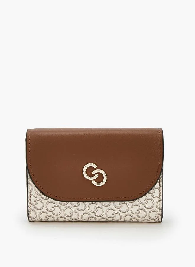 Monogram Print Wallet With Magnetic Snap Closure