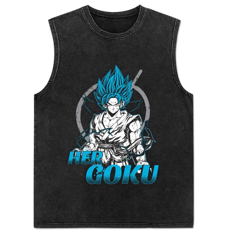 New Summer Cotton Anime Print Mens Tank Top 8 Retro Black