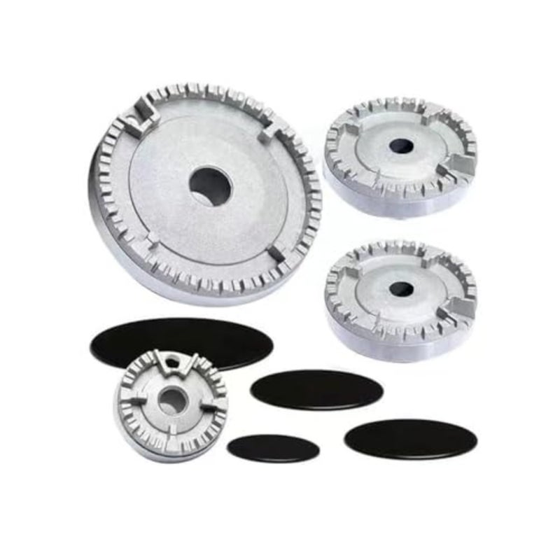 Kitchen oven and gas hob burner crown flame cap cover set: durable metal, black finish, universal fit for most stove handles, heat-resistant and easy-clean design - Image 1