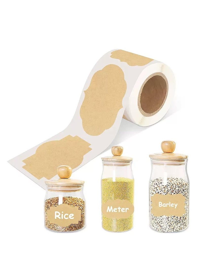 Generic 300-Piece Kraft Labels Stickers Roll Tag Brown/White - Image 1