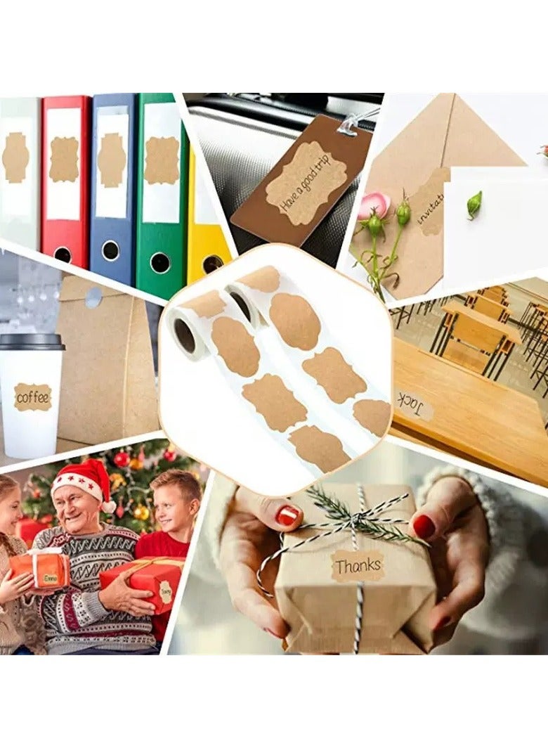 Generic 300-Piece Kraft Labels Stickers Roll Tag Brown/White - Image 4