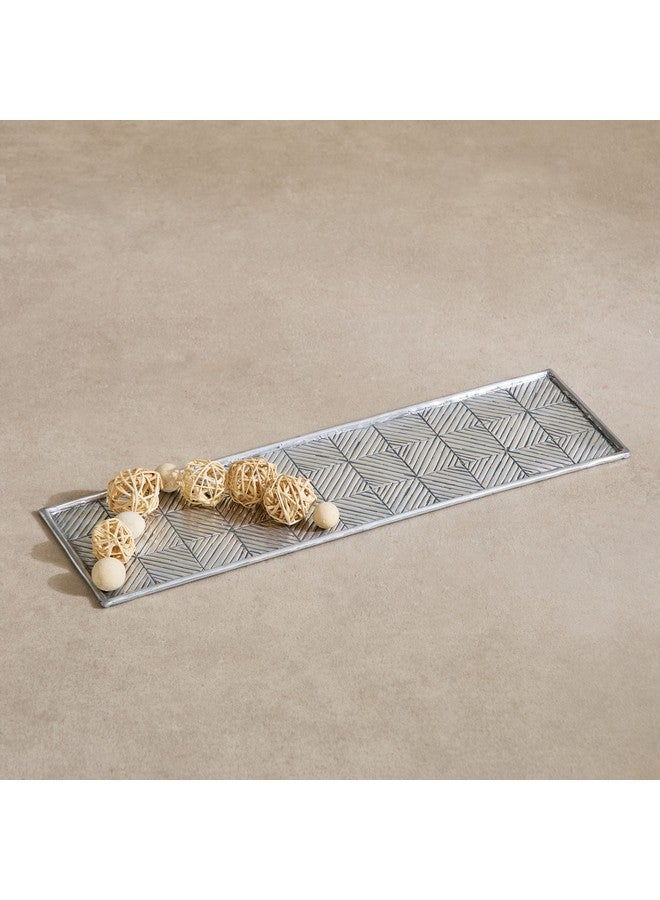 Home Box Nydril Aluminium Rectangular Square Embossed Tray 46 x 13 cm - Image 1
