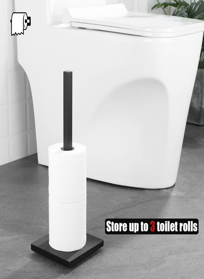 JQK Toilet Paper Storage Stand Matte Black, 304 Stainless Steel Tissue Reserve Holder Square 3/4 Rolls Dispenser for Bathroom, TPS240-PB - Image 3