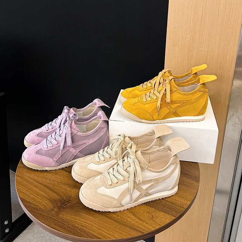 Z U L I N N A / Zu Lin Na Genuine Leather Retro Soft Sole 6cm Hidden Height Increase Yellow German Training Shoes Women 2026 New Style Casual Sneakers - Image 2