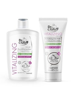 Dr. C. Tuna Vitalizing Garlic Shampoo and Hair Mask, Natural Hair Treatment for Hair Growth, Prevents Hair Loss, Stimulates Growth, Relieves Itchy Scalp with Capixyl (Shampoo and Mask)