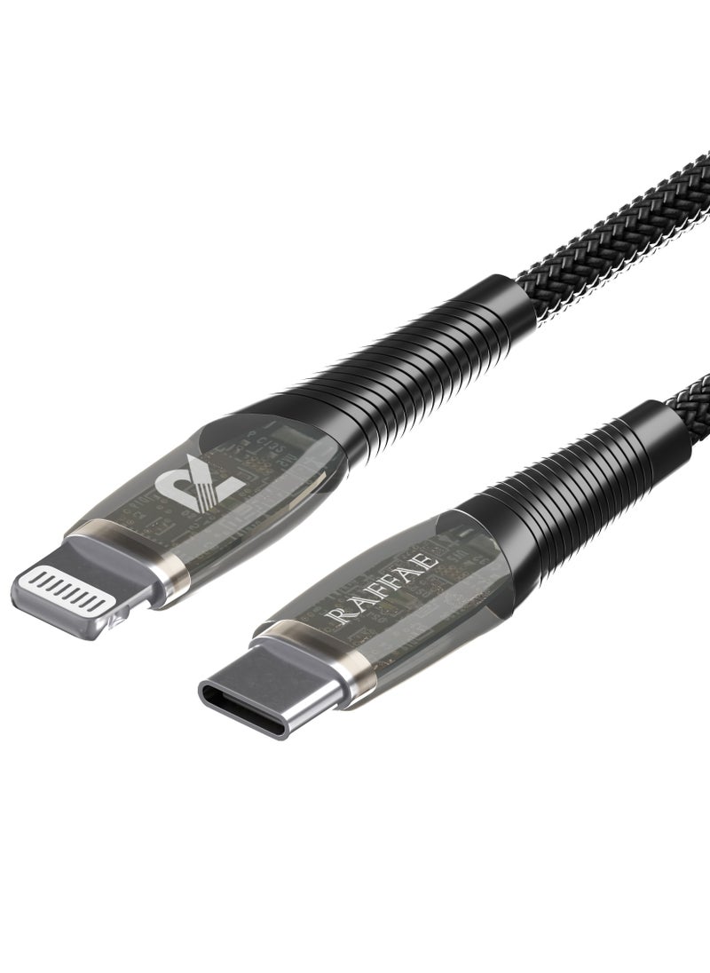 RAFFAE Transparent PD Fast Charging 1M Cable USB Type C to Lightning Cable for iPhone 14/14 Plus/14 Pro/14 Pro Max  - Image 2