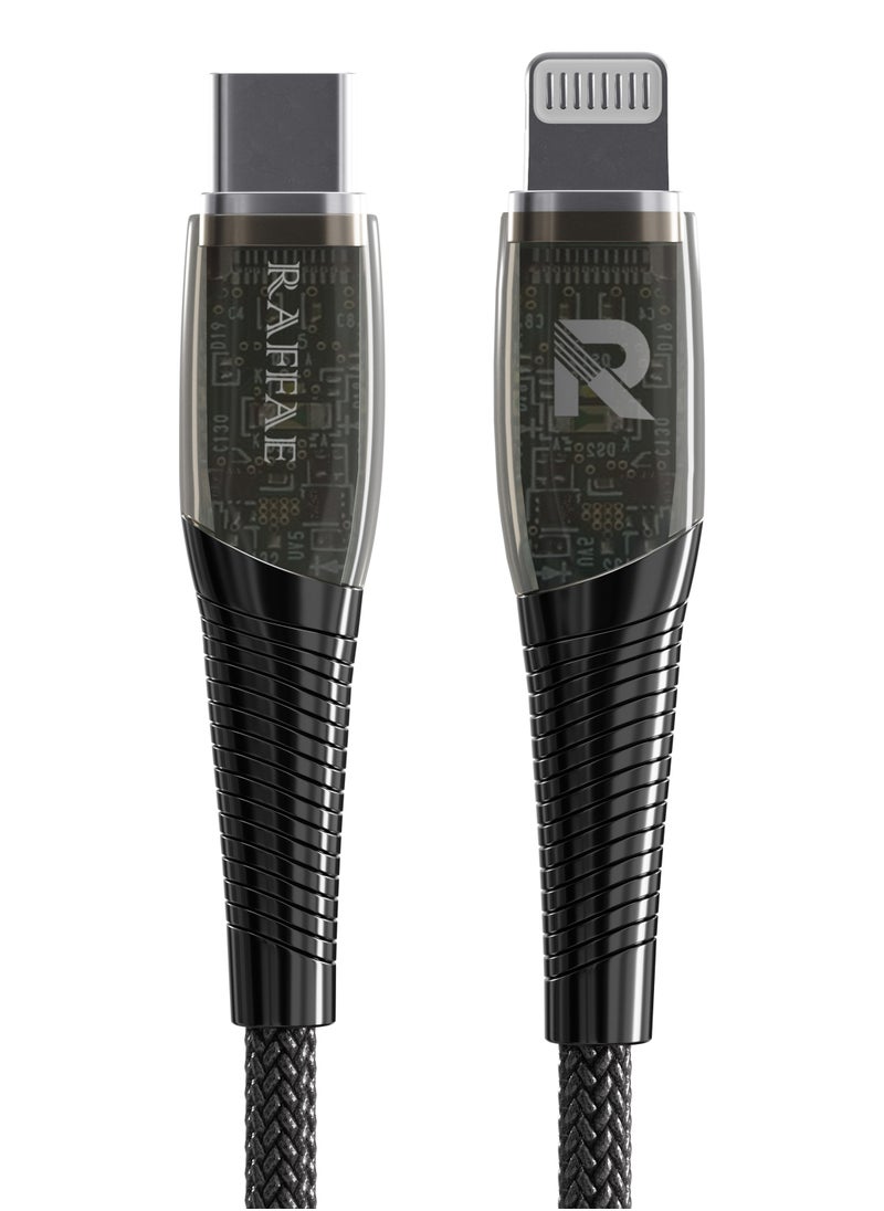 RAFFAE Transparent PD Fast Charging 1M Cable USB Type C to Lightning Cable for iPhone 14/14 Plus/14 Pro/14 Pro Max  - Image 3