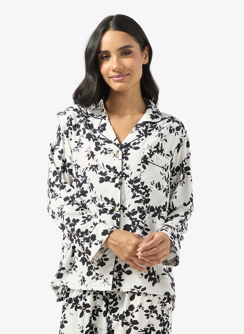 Ginger Button Up Floral Shirt & Pyjama Set - Image 3