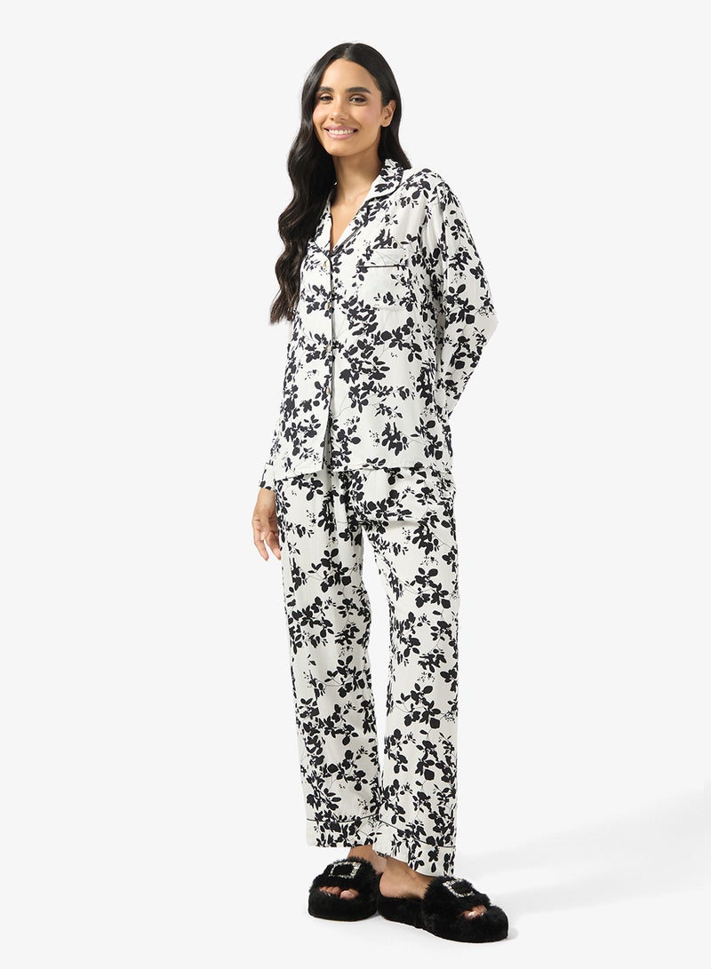 Ginger Button Up Floral Shirt & Pyjama Set - Image 5
