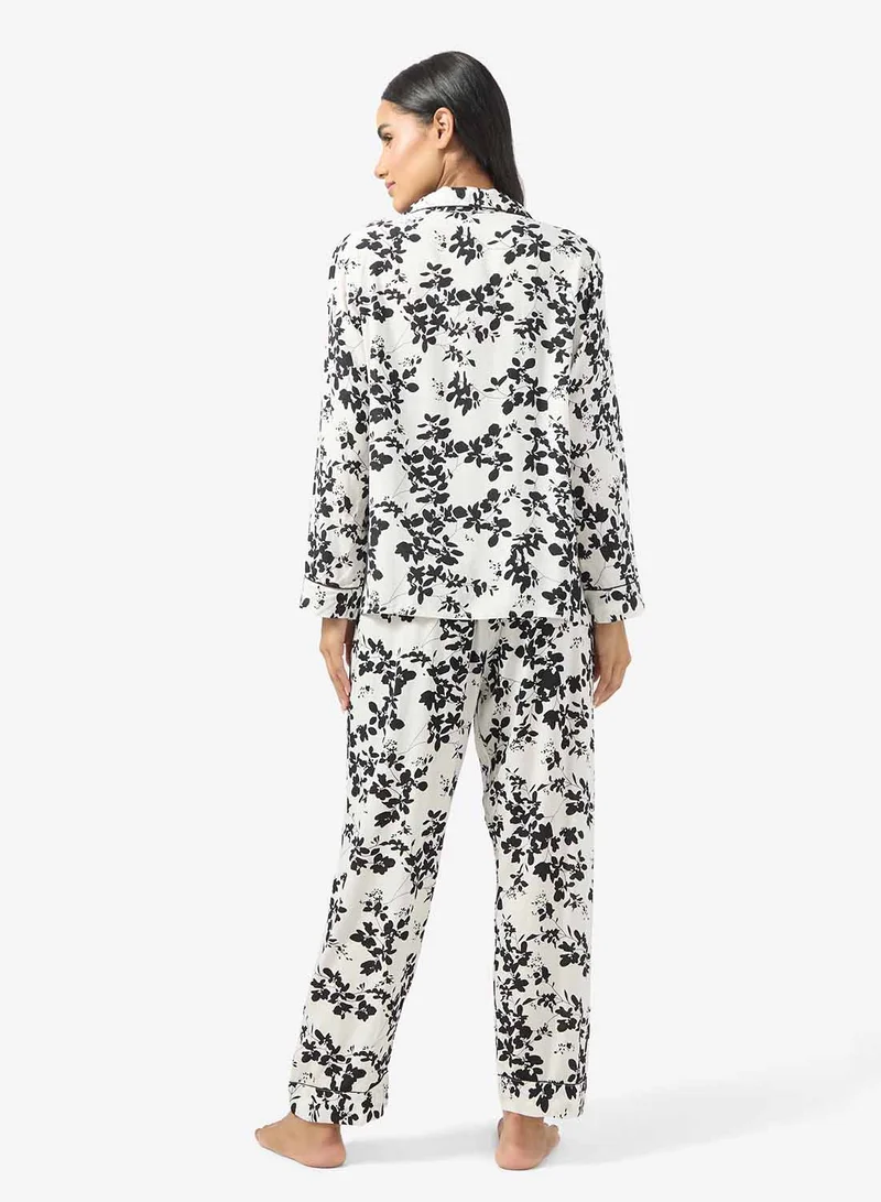 Ginger Button Up Floral Shirt & Pyjama Set