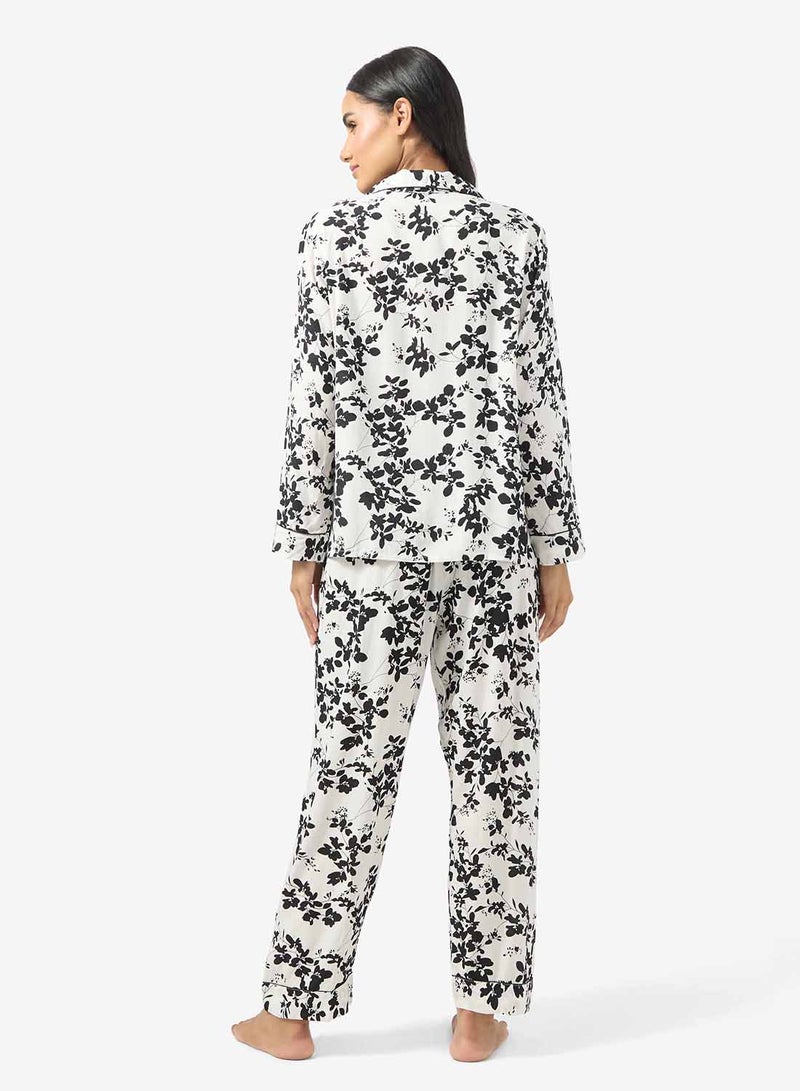 Ginger Button Up Floral Shirt & Pyjama Set - Image 2
