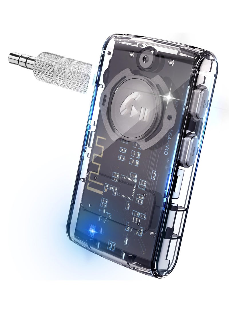 SYOSI Bluetooth 5.3 Car Adapter, Wireless Audio Receiver for Home Stereo/Car Audio/Speakers/Wired Headphones, Stronger Connection, 20H Battery Life, Hands-Free Call, Noise Cancelling (Transparent) - Image 1