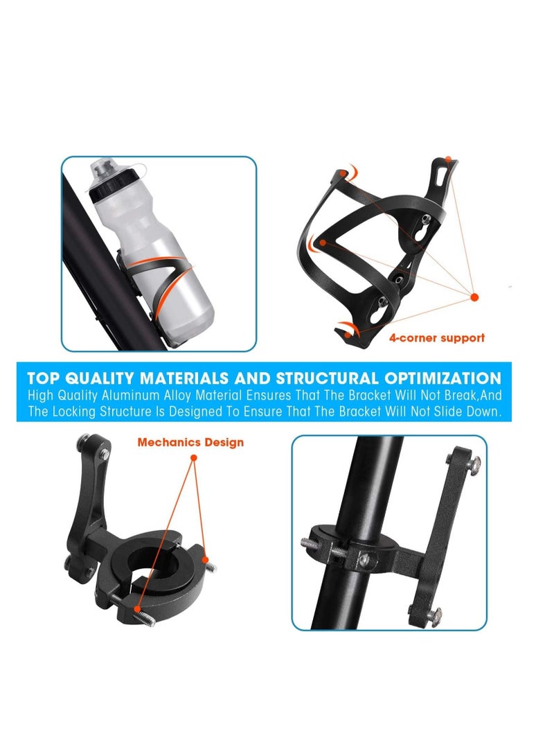 SYOSI Bike Cup Holder Bicycle 2 in 1 Bottle Bracket Aluminum Alloy Water Bottle Cages, Universal Rotation Cup Drink Holders for Bike Handlebars Motorcycle MTB Boat Walker Wheelchair Stroller - Image 3