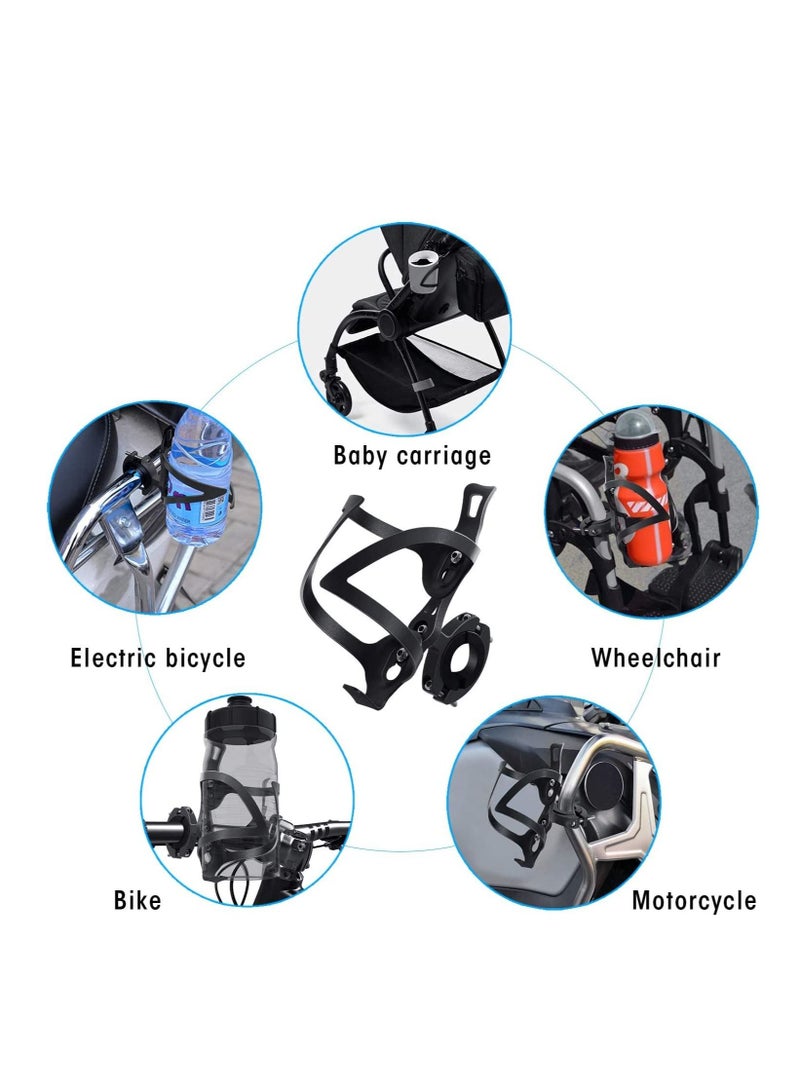SYOSI Bike Cup Holder Bicycle 2 in 1 Bottle Bracket Aluminum Alloy Water Bottle Cages, Universal Rotation Cup Drink Holders for Bike Handlebars Motorcycle MTB Boat Walker Wheelchair Stroller - Image 2