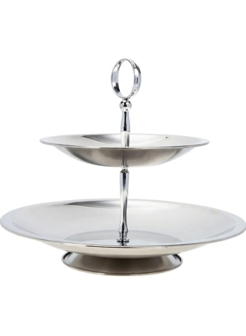 2 Tier Dessert Stand, Stainless Steel Cupcake Stand, Multi-layer Cupcake Tower for Birthday W