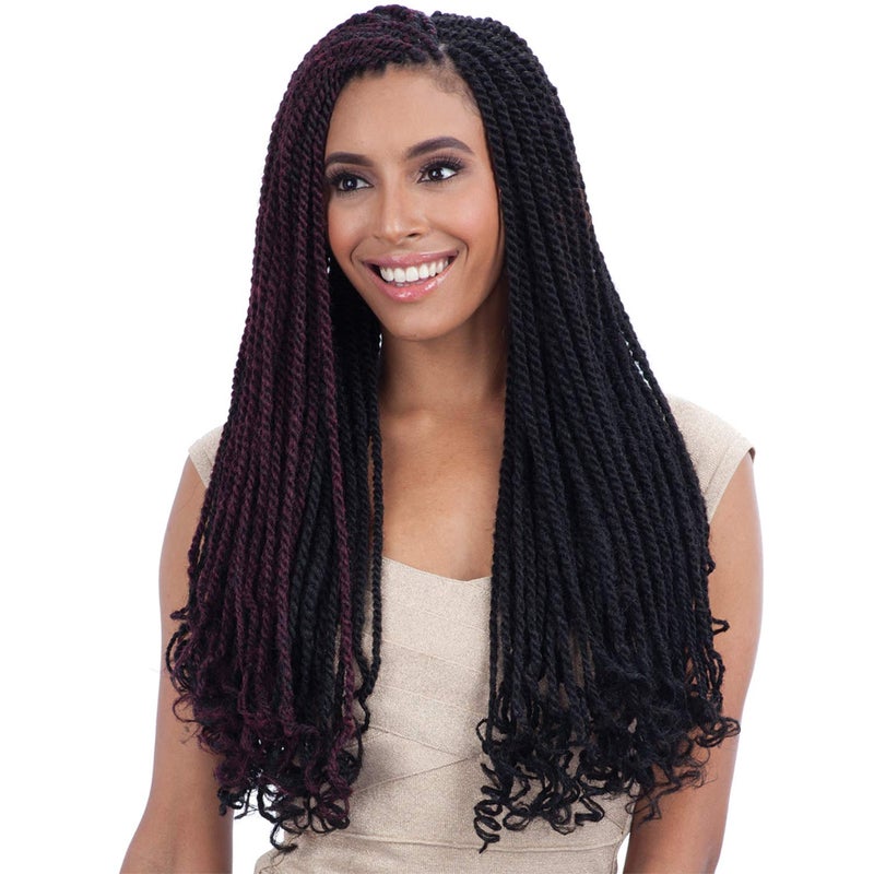 FreeTress Equal Synthetic Hair Braids Double Strand Style Cuban Twist Braid 24" (6-Pack, 1B) - Image 1