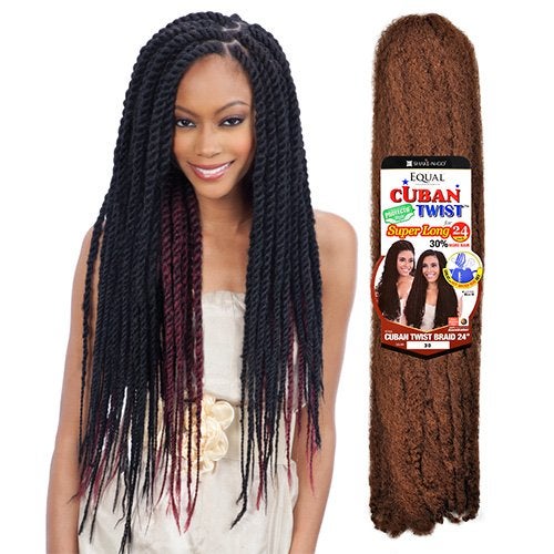 FreeTress Equal Synthetic Hair Braids Double Strand Style Cuban Twist Braid 24" (6-Pack, 1B) - Image 3