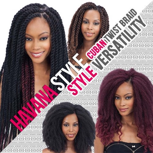 FreeTress Equal Synthetic Hair Braids Double Strand Style Cuban Twist Braid 24" (6-Pack, 1B) - Image 2