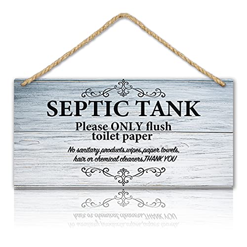 TOARTI Bathroom Quote Wood Sign-12.5x25cm,Toilet Rule Wooden Plaque Hanging Wall Art, Septic Tank Toilet Notes Hanging Bathroom Restroom Door Decoration - Image 1