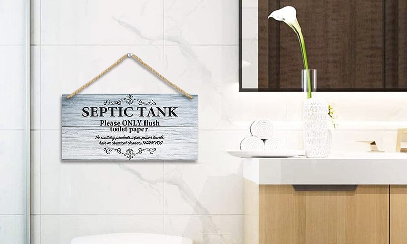 TOARTI Bathroom Quote Wood Sign-12.5x25cm,Toilet Rule Wooden Plaque Hanging Wall Art, Septic Tank Toilet Notes Hanging Bathroom Restroom Door Decoration - Image 4
