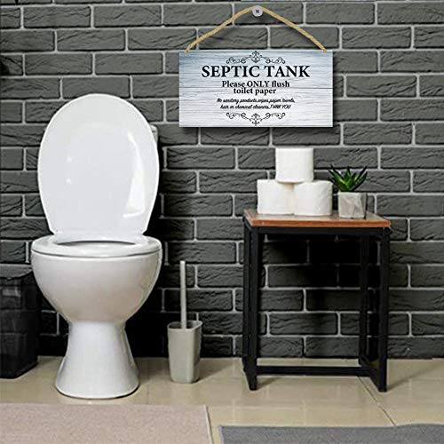 TOARTI Bathroom Quote Wood Sign-12.5x25cm,Toilet Rule Wooden Plaque Hanging Wall Art, Septic Tank Toilet Notes Hanging Bathroom Restroom Door Decoration - Image 2