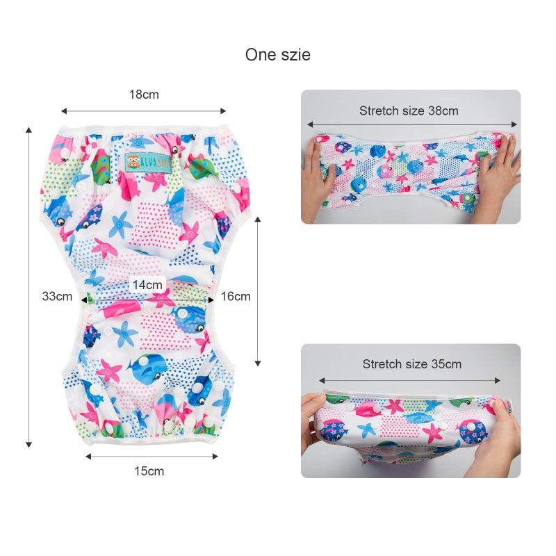 ALVABABY Swim Diapers 2pcs Baby & Toddler Snap One Size Reusable Adjustable Swim Diapers for Swim Classes SW09-10 - Image 3