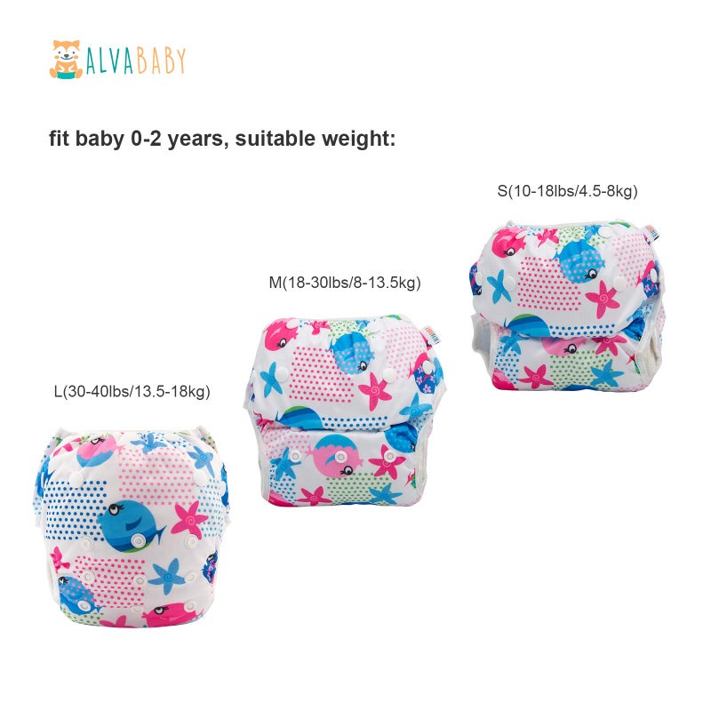 ALVABABY Swim Diapers 2pcs Baby & Toddler Snap One Size Reusable Adjustable Swim Diapers for Swim Classes SW09-10 - Image 2