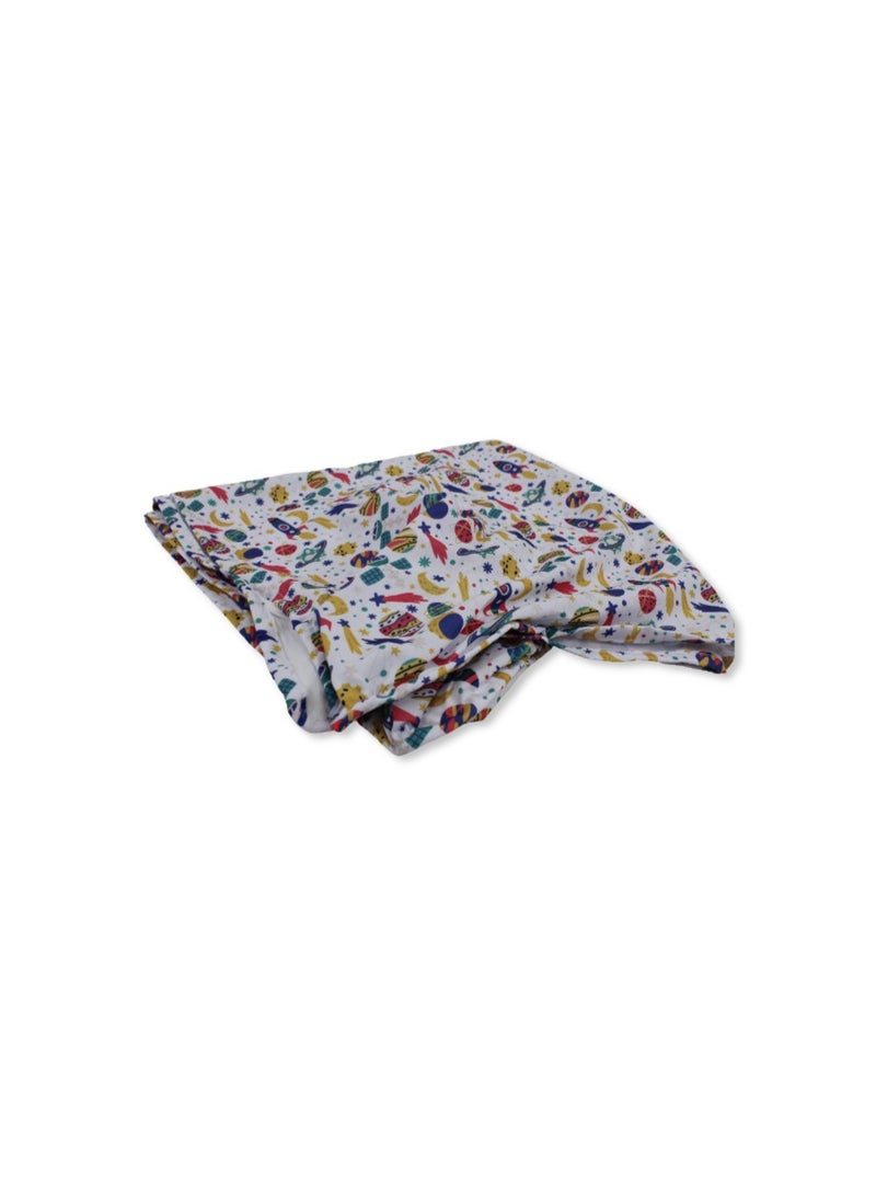 Petit bebe Cotton Baby Bed Sheet – Rocket Print (120×60×8 cm) - Image 3