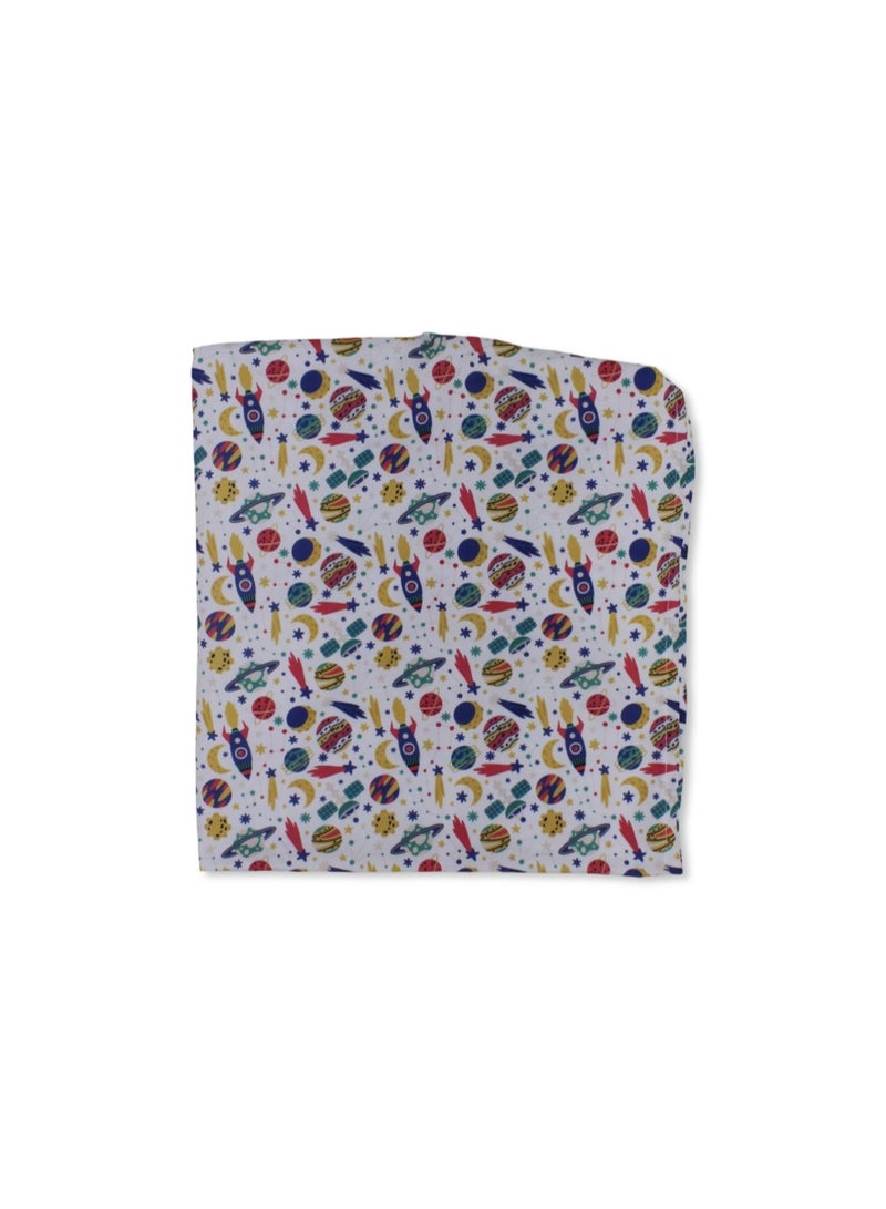 Petit bebe Cotton Baby Bed Sheet – Rocket Print (120×60×8 cm) - Image 2