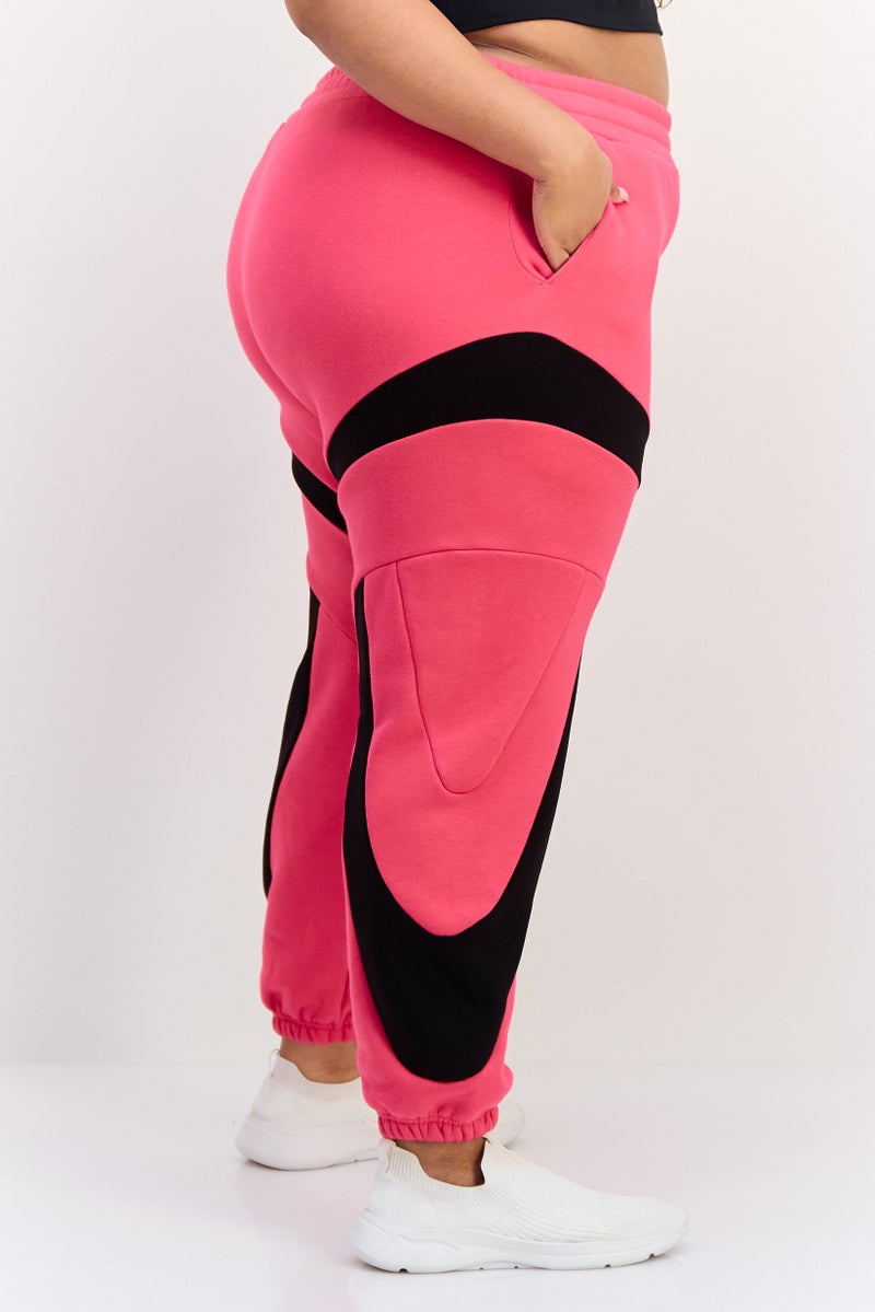 The Giving Movement Women Regular Fit Brand Logo Jogger Pants, Fuchsia/Black - Image 4