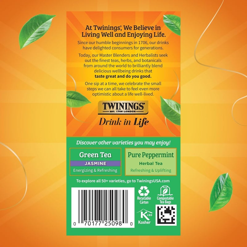Twinings Mint Green Tea - Refreshingly Blended Green Tea Leaves with Mint Flavor - 20 Tea Bags - Image 5