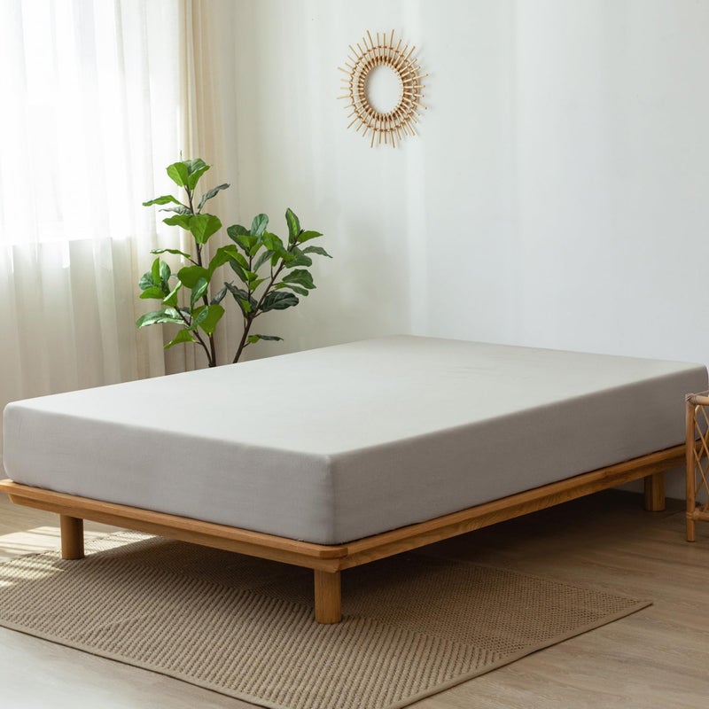 MooMee Fitted Bottom Sheet Only 100% Washed Cotton Linen Like Textured Breathable Durable Soft Comfy Deep Pocket Fits Mattress up to 17"" (Natural Linen  King) - Image 3