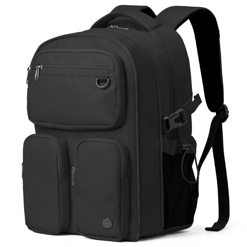 mixi Large Expandable Travel Laptop Backpack Lightweight Durable College Bookbag Men Woman 156 Computer Bag Water Resistant Outdoor Hiking Backpacks With Multifunction Pockets Black - Image 2