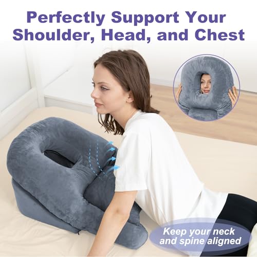 HOMCA Face Down Pillow After BBL or Eye Surgery - Home Massage Pillow Stomach Sleeping Face Down for Bed with CertiPUR-US Certified Memory Foam and Removable Cover - Image 4