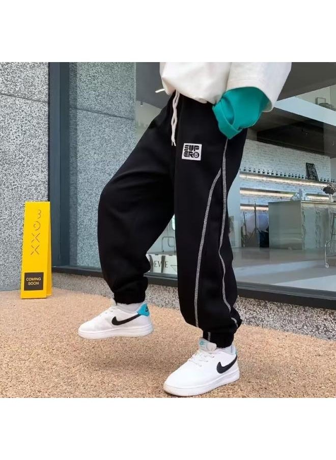 Generic Children's Elastic Waist Men's Sports Autumn Harajuku Cropped Pants Pants Ankle-tied Pants Boys Spring And Autumn New 