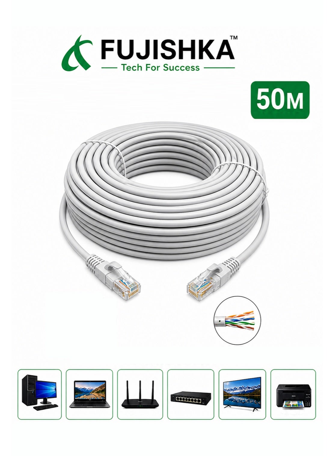 fujishka Fujishka CAT6 Utp Ethernet Cable 50m 50 M Z6EC9ABF66923E9CBADDBZ