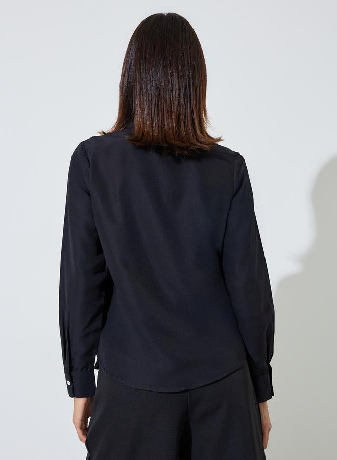 Styli Black Long Sleeve Shirt with Piping Detail - Image 4