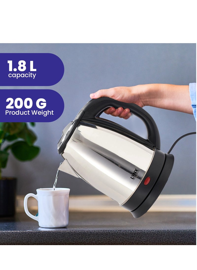 lynx Lynx Stainless Steel Electric Kettle, 1.8 Liter Capacity, 1500W Power, Robust Stainless Steel Housing for Long Service Life, Automatic Shut-off , Removable Micro-Sieve Filter to Capture Lime Particles , KT-101  - Image 3