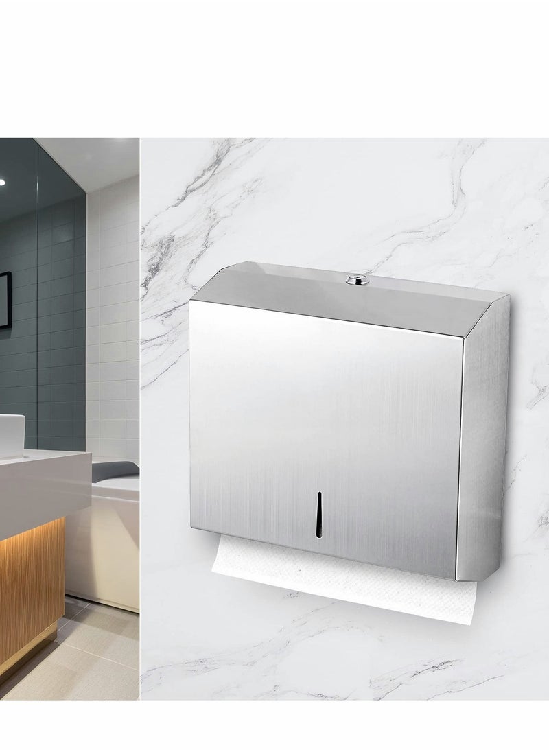 Y&D - Paper Towel Dispenser Wall Mount, Real 304 Stainless Steel Commercial Hand for Bathroom,Stainless-218 - Image 1