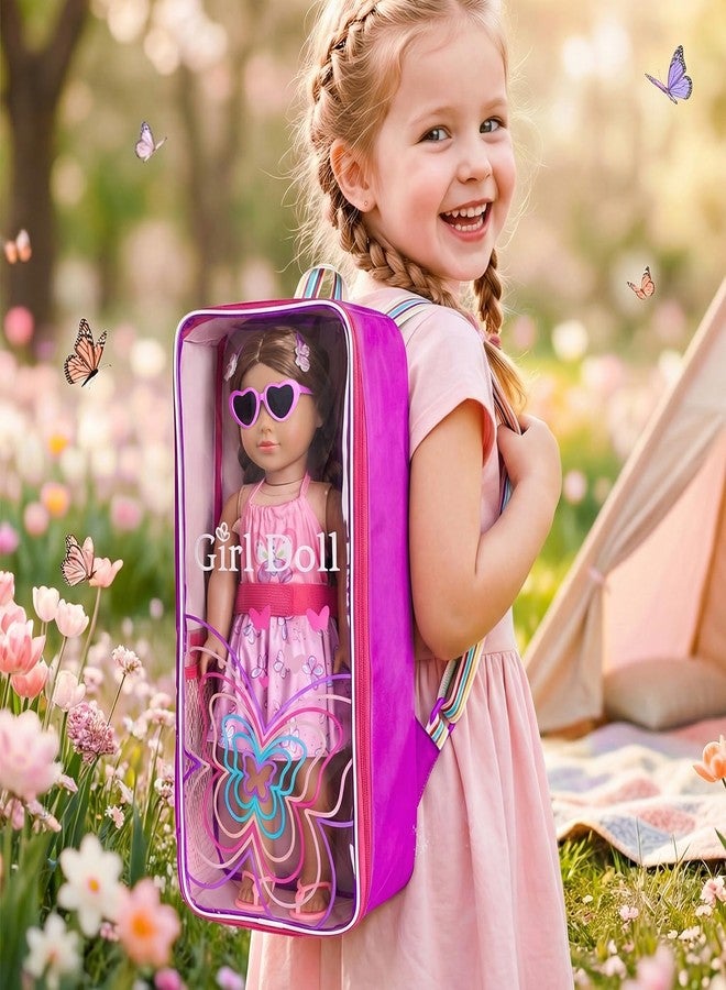 Ecore Fun 18 Inch Doll Carrier Backpack, 7Pcs Travel Doll Clear Display Storge Bag with Doll Clothe and Accessories for Take Doll Out, Girl Birthday Gift - Image 2