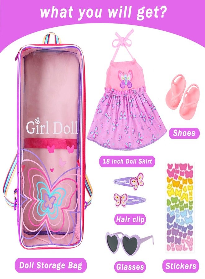 Ecore Fun 18 Inch Doll Carrier Backpack, 7Pcs Travel Doll Clear Display Storge Bag with Doll Clothe and Accessories for Take Doll Out, Girl Birthday Gift - Image 5