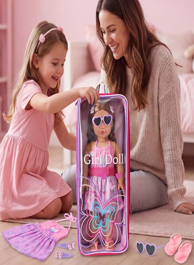 Ecore Fun 18 Inch Doll Carrier Backpack, 7Pcs Travel Doll Clear Display Storge Bag with Doll Clothe and Accessories for Take Doll Out, Girl Birthday Gift - Image 4