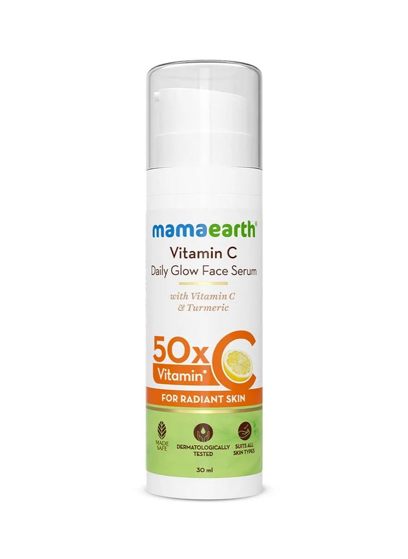 Mamaearth - Mamaearth Vitamin C Daily Glow Face Serum For Men & Women Vitamin C Serum For Glowing Skin, Oily Skin & Dark Spots, With 50x Vitamin C 30ml, White - Image 1