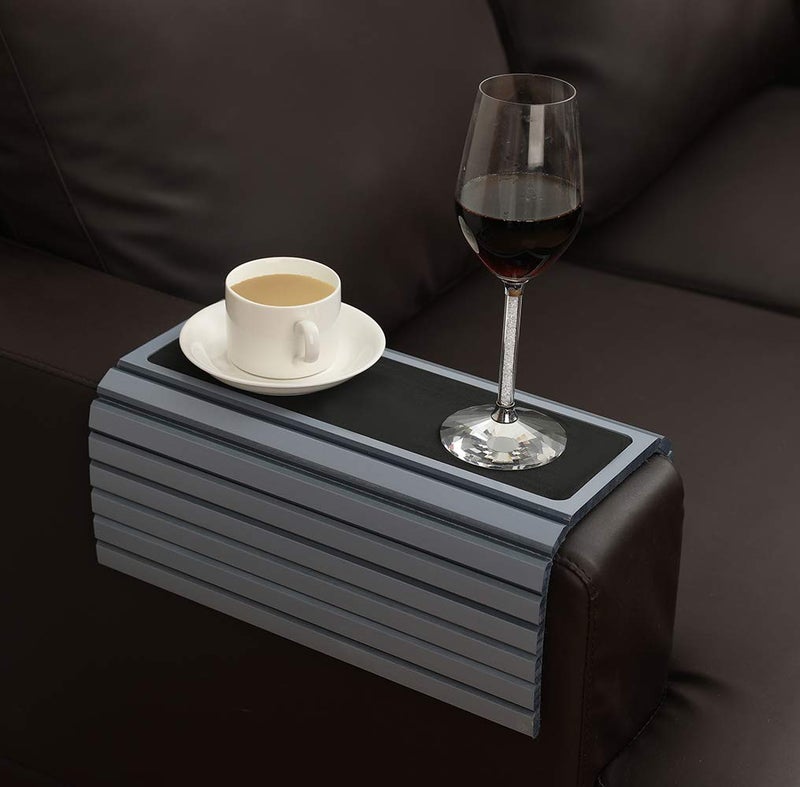 GEHE GEHE Sofa Arm Tray Table for Couch FlexibleFoldable Sofa Tray Couch arm Table Perfect for Drinks Snacks Remote Control or Phone Great arm Tray for Couch armrest Grey 