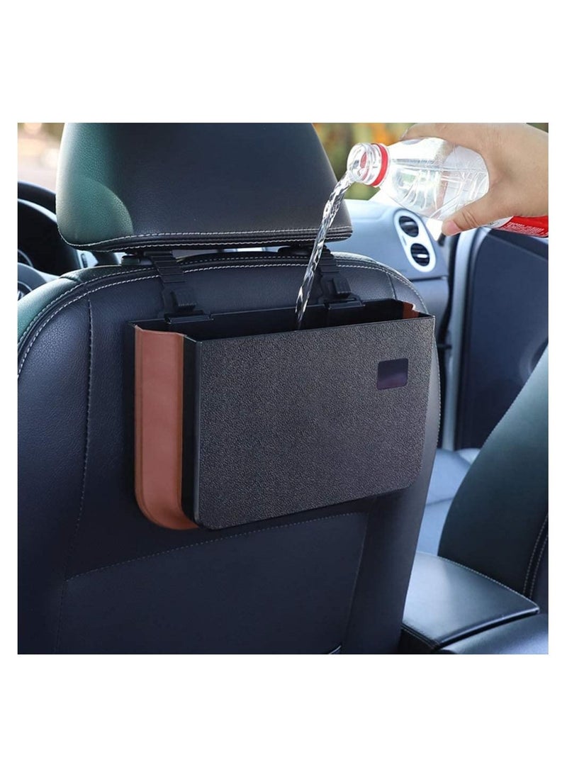 SYOSI - Car Garbage Can, Hanging Car Trash Can, Collapsible Portable Waterproof Mini Trash Bin Small Car Organizer Holder Small Car Storage Pockets with Clip for Front Back Seat Accessories, Black - Image 1